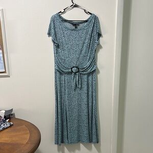 Chic Teal Midi Dress with Belted Detail